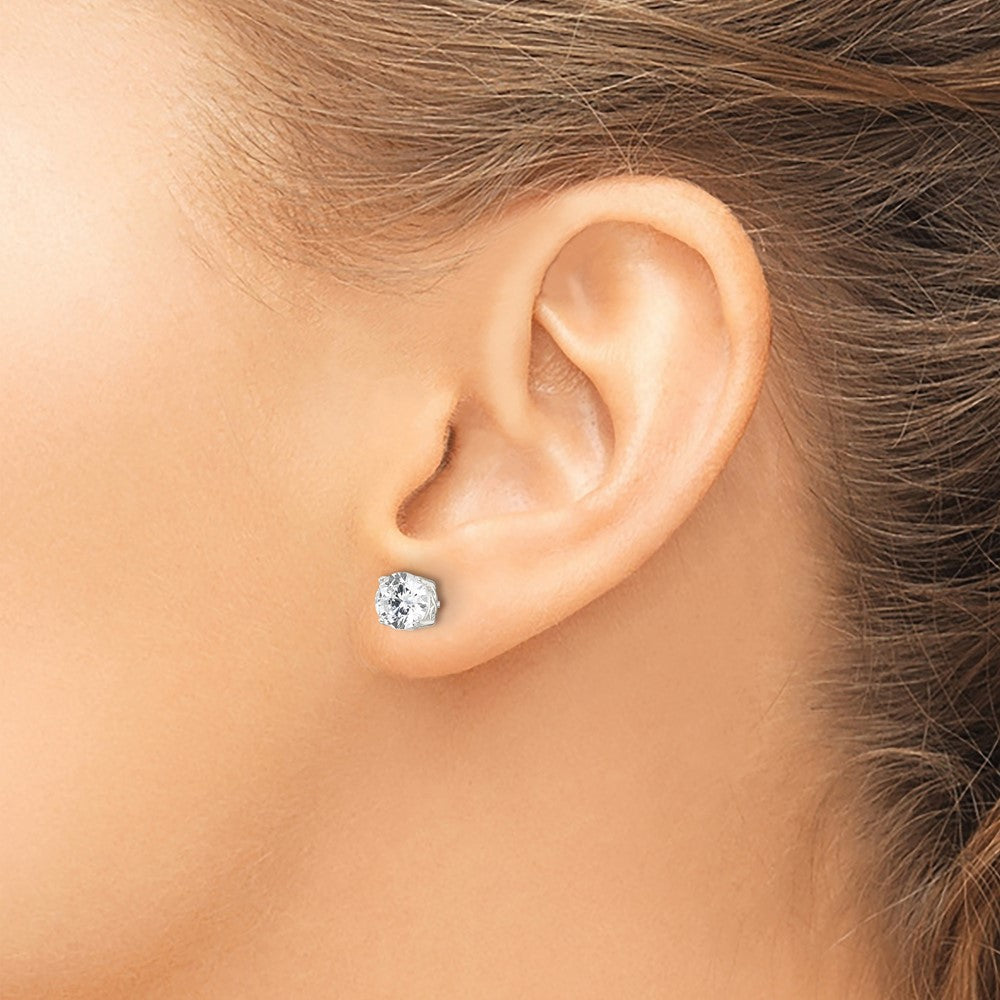 Sterlingsilber Poliert 6mm Rund Zirkonia Unendlichkeit Korb Set Ohrstecker