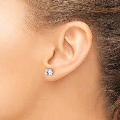 Sterlingsilber Poliert 6mm Rund Zirkonia Unendlichkeit Korb Set Ohrstecker