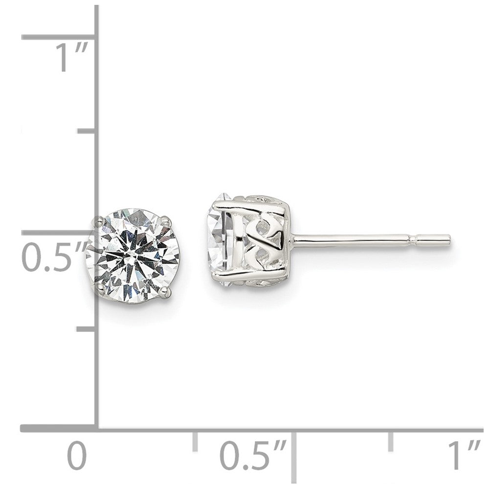 Sterlingsilber Poliert 6mm Rund Zirkonia Unendlichkeit Korb Set Ohrstecker