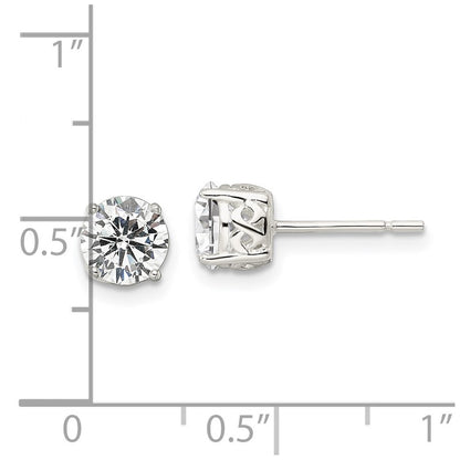 Sterlingsilber Poliert 6mm Rund Zirkonia Unendlichkeit Korb Set Ohrstecker