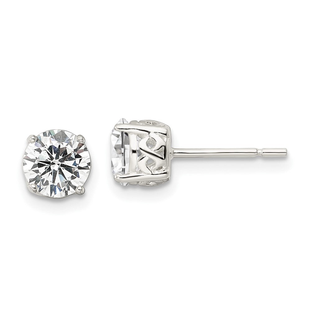 Sterlingsilber Poliert 6mm Rund Zirkonia Unendlichkeit Korb Set Ohrstecker