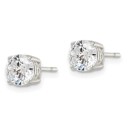 Sterlingsilber Poliert 6mm Rund Zirkonia Herz Korb Set Ohrstecker