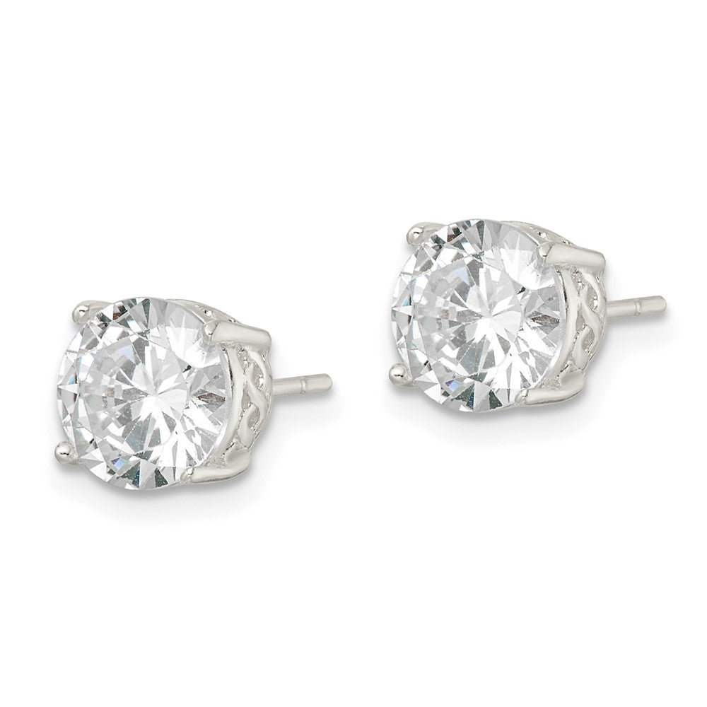 Sterlingsilber Poliert 8mm Rund Zirkonia Unendlichkeit Korb Set Ohrstecker