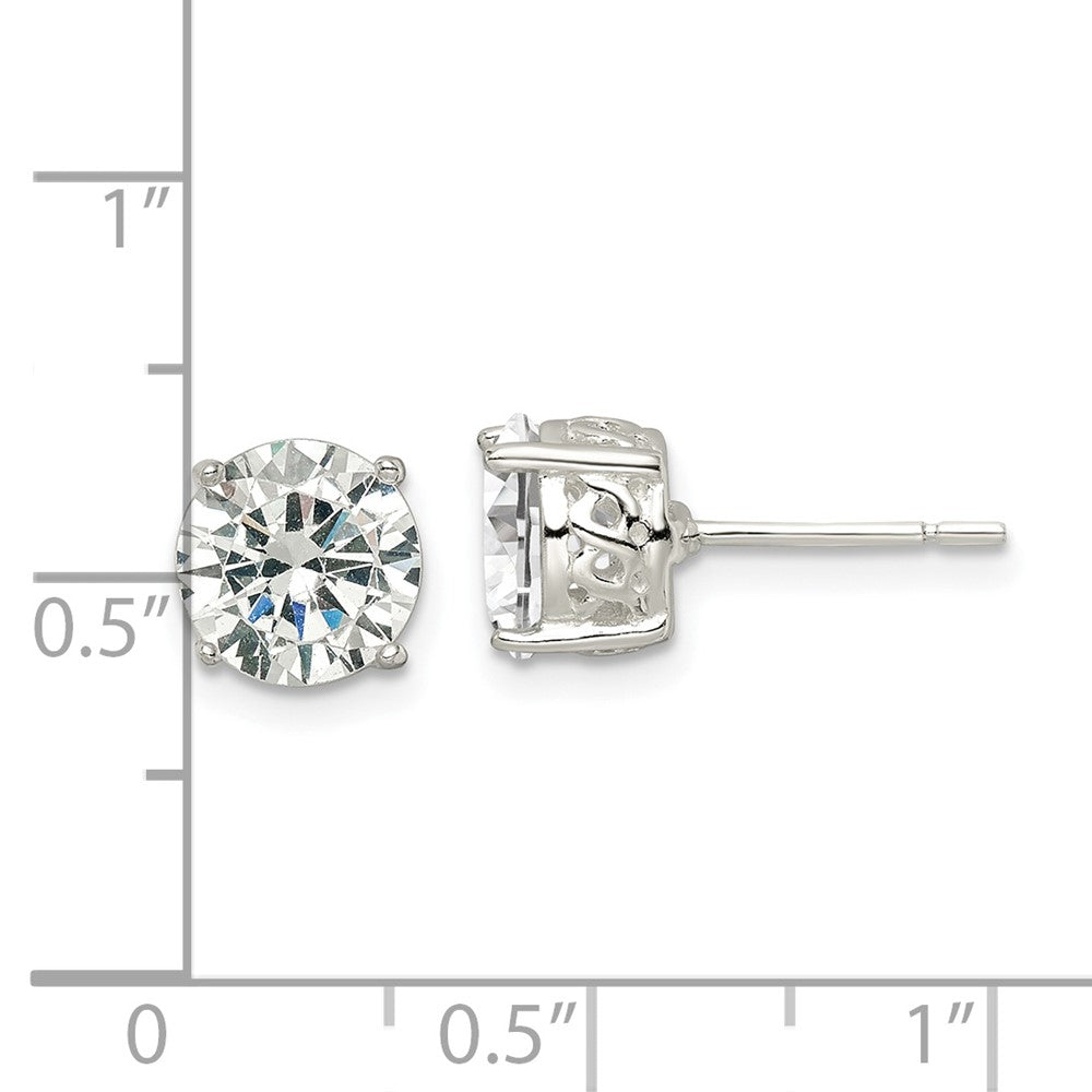 Sterlingsilber Poliert 8mm Rund Zirkonia Unendlichkeit Korb Set Ohrstecker