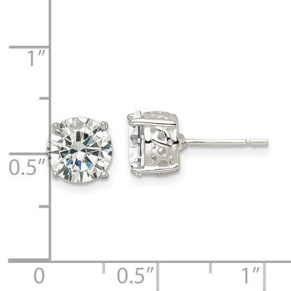 Sterlingsilber Poliert 8mm Rund Zirkonia Unendlichkeit Korb Set Ohrstecker