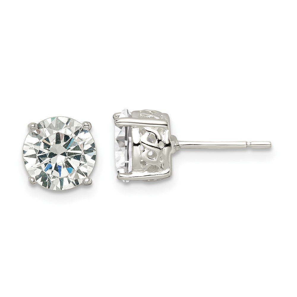 Sterlingsilber Poliert 8mm Rund Zirkonia Unendlichkeit Korb Set Ohrstecker
