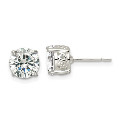 Sterlingsilber Poliert 8mm Rund Zirkonia Unendlichkeit Korb Set Ohrstecker