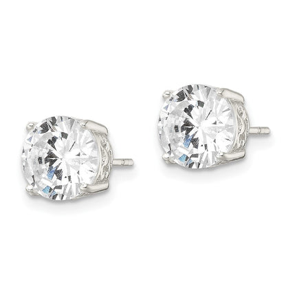 Sterlingsilber Poliert 8mm Rund Zirkonia Herz Korb Set Ohrstecker
