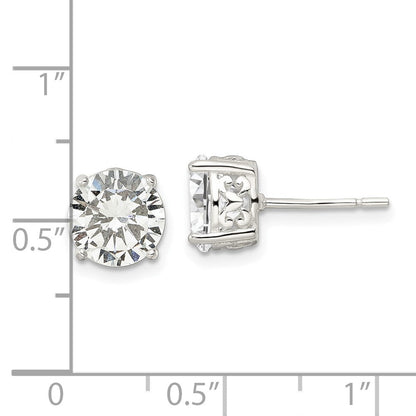 Sterlingsilber Poliert 8mm Rund Zirkonia Herz Korb Set Ohrstecker