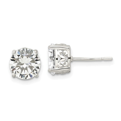 Sterlingsilber Poliert 8mm Rund Zirkonia Herz Korb Set Ohrstecker