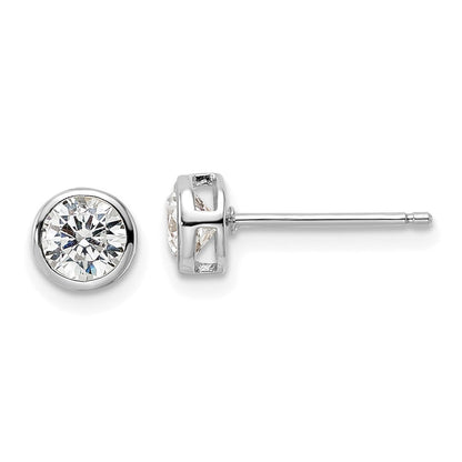 Sterlingsilber Rhodiniert Poliert 5mm Rund Zirkonia Zargenfassung Set Ohrstecker