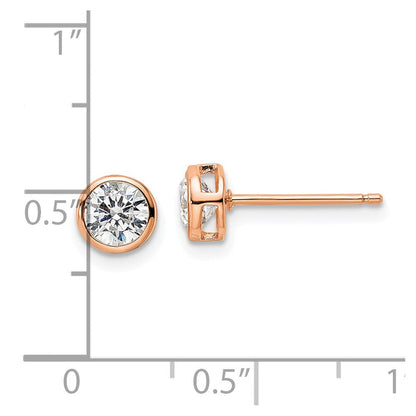 Sterlingsilber Roséfarben Poliert 5mm Rund Zirkonia Zargenfassung Set Ohrstecker