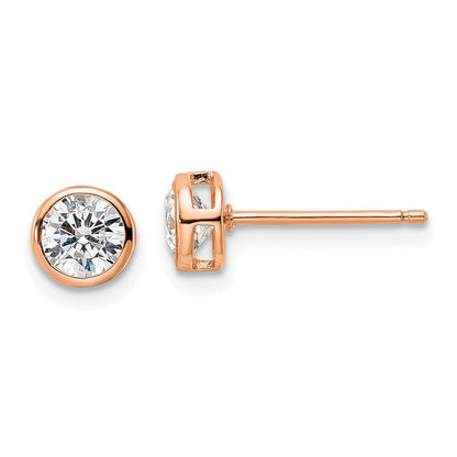 Sterlingsilber Roséfarben Poliert 5mm Rund Zirkonia Zargenfassung Set Ohrstecker