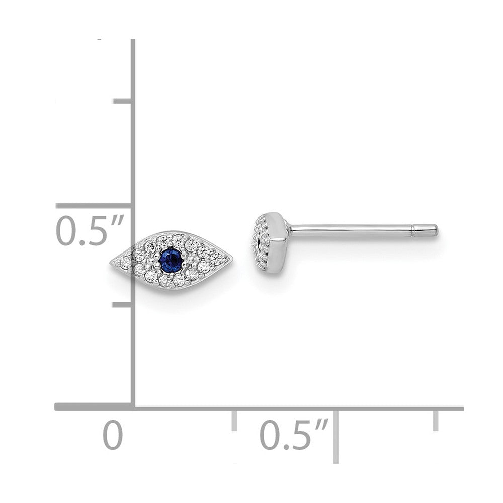 Sterlingsilber Rhodiniert Poliert Blau & Weiß Zirkonia Auge Ohrstecker