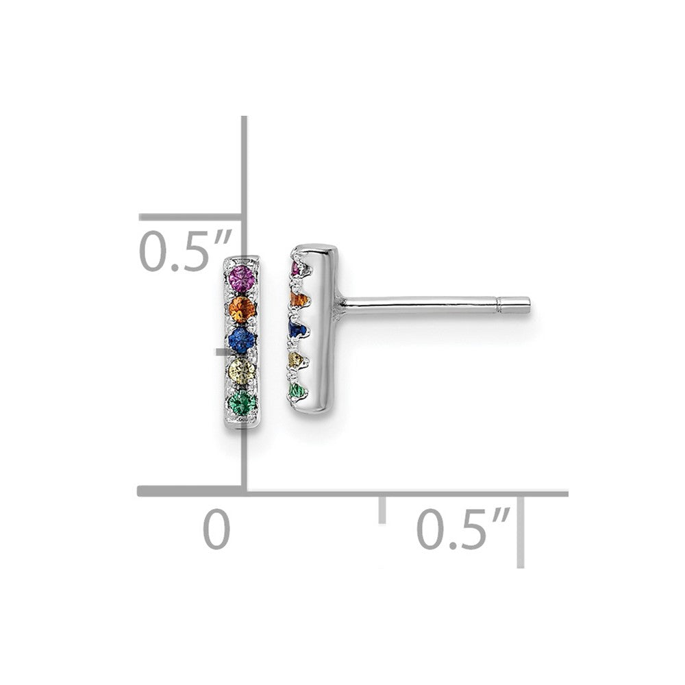Sterlingsilber Rhodiniert Poliert Mehrfarbig Zirkonia Stab Ohrstecker