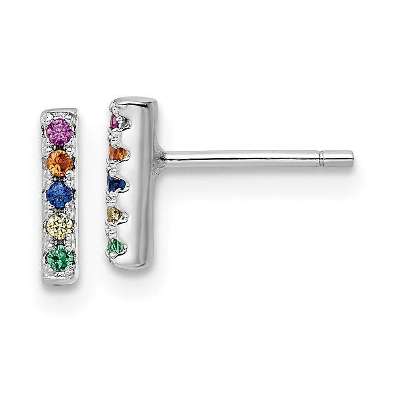 Sterlingsilber Rhodiniert Poliert Mehrfarbig Zirkonia Stab Ohrstecker