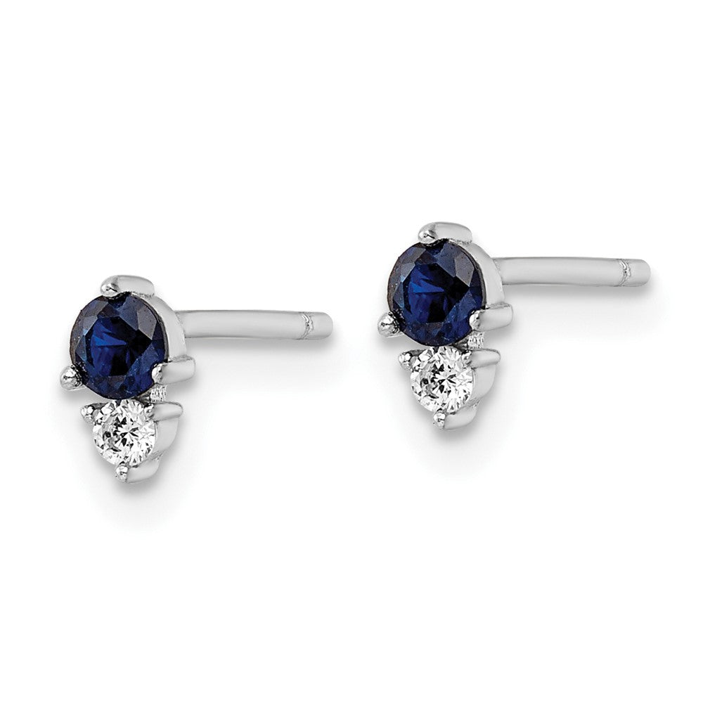 Sterlingsilber Rhodiniert Poliert Blau & Weiß Zirkonia Ohrstecker