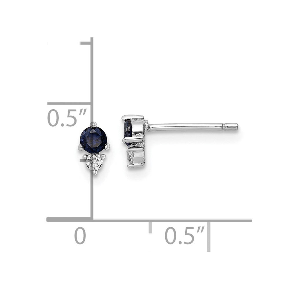 Sterlingsilber Rhodiniert Poliert Blau & Weiß Zirkonia Ohrstecker