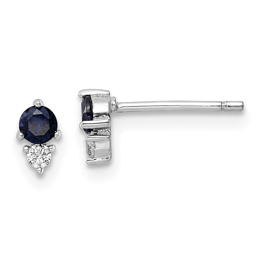 Sterlingsilber Rhodiniert Poliert Blau & Weiß Zirkonia Ohrstecker