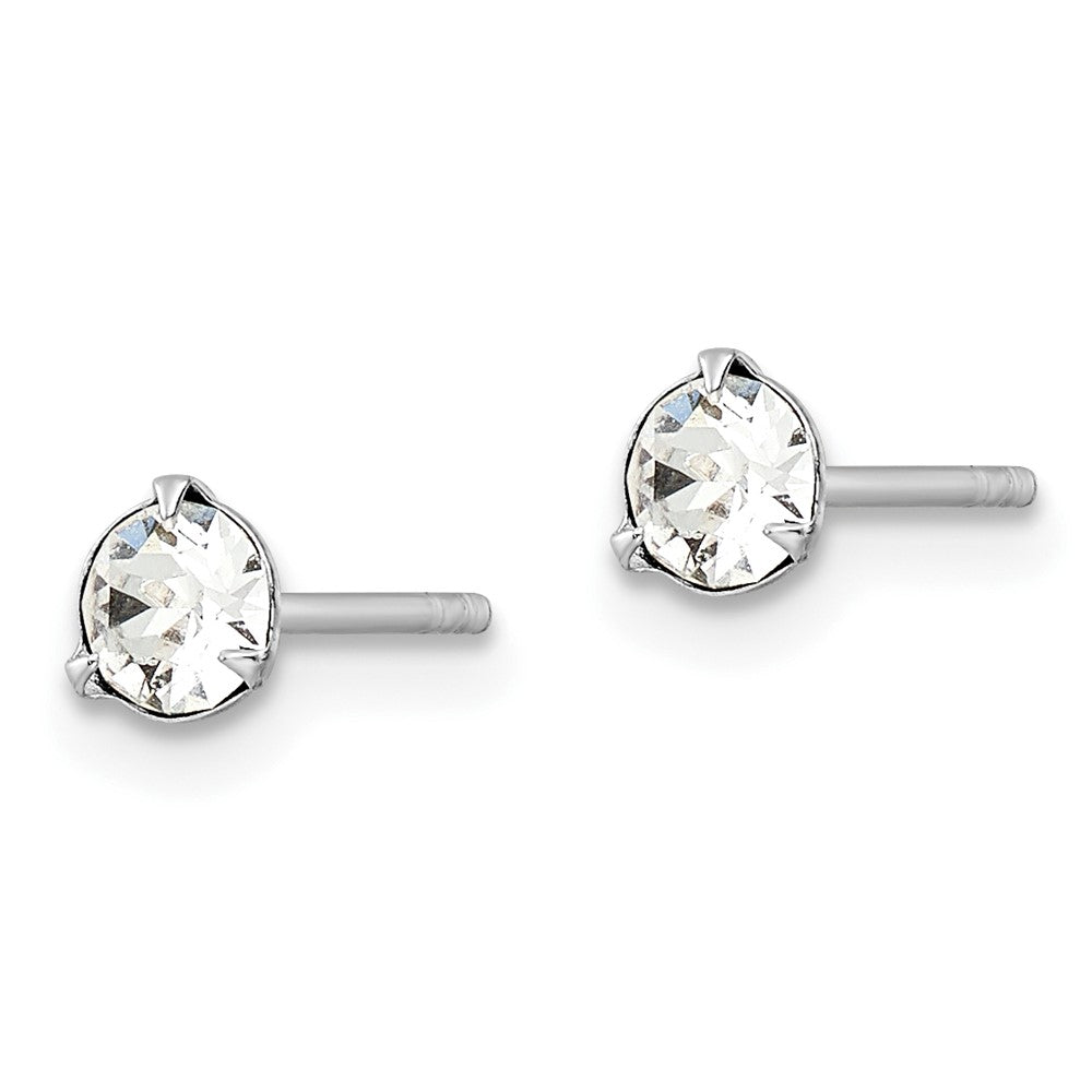 Sterlingsilber Rhodiniert Poliert Rund 4.5mm Kristall Ohrstecker