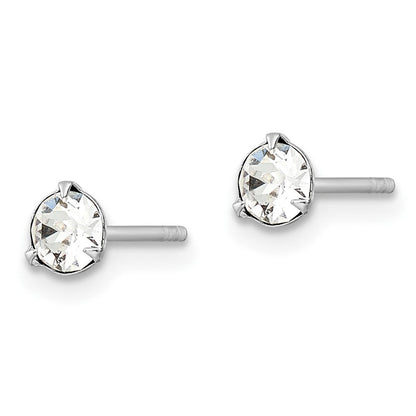 Sterlingsilber Rhodiniert Poliert Rund 4.5mm Kristall Ohrstecker