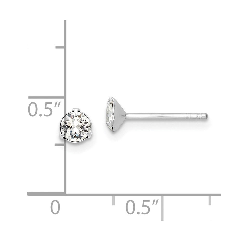 Sterlingsilber Rhodiniert Poliert Rund 4.5mm Kristall Ohrstecker