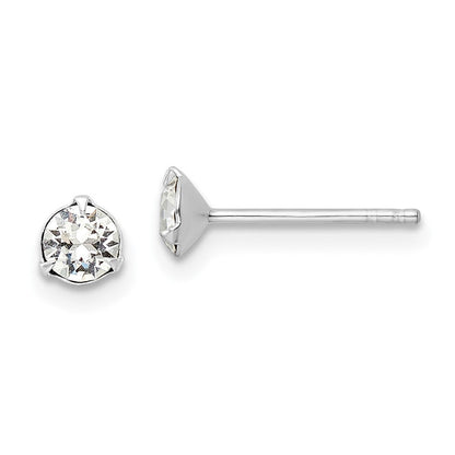 Sterlingsilber Rhodiniert Poliert Rund 4.5mm Kristall Ohrstecker