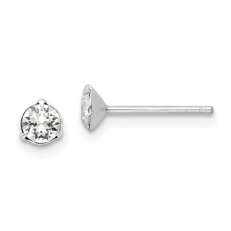 Sterlingsilber Rhodiniert Poliert Rund 4.5mm Kristall Ohrstecker