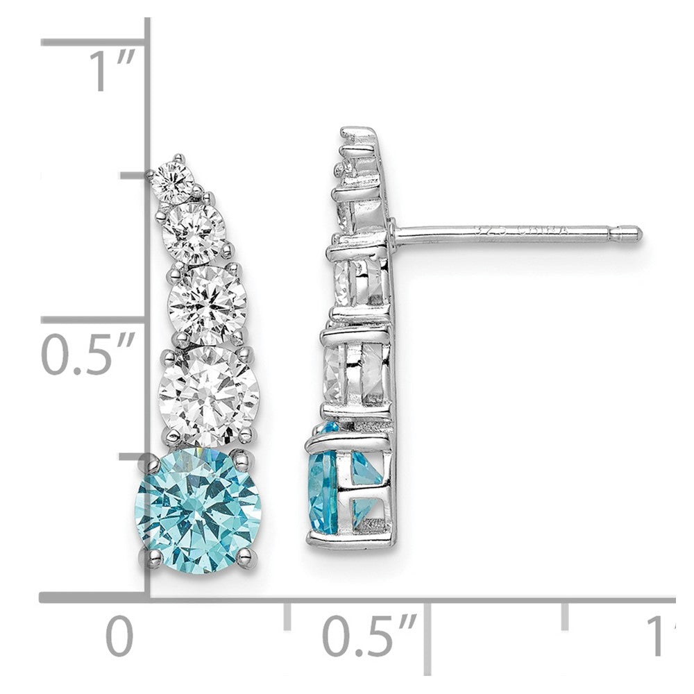 Sterlingsilber Rhodiniert Blau & Klar Abgestuft Zirkonia Ohrstecker