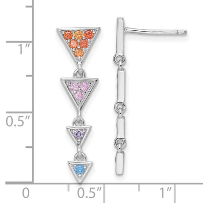 Sterlingsilber Rhodiniert Mehrfarbig Zirkonia Stecker Ohrhänger
