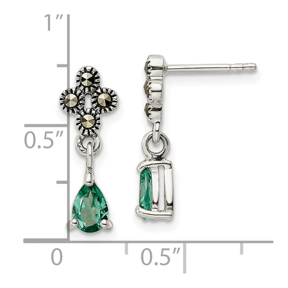 Sterlingsilber Antikisiert Markasit & Cr. Grün Quarz Stecker Ohrhänger