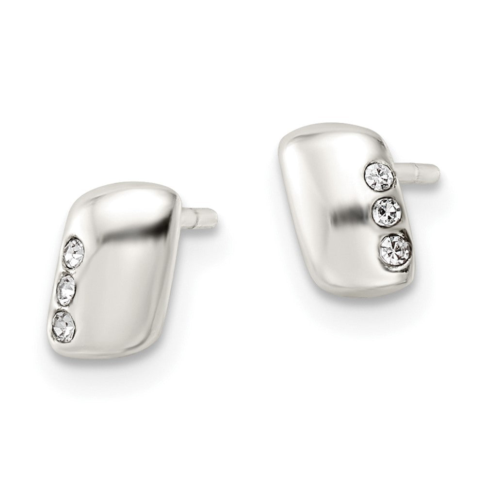 Sterlingsilber Poliert Rechteck und Zirkonia Ohrstecker