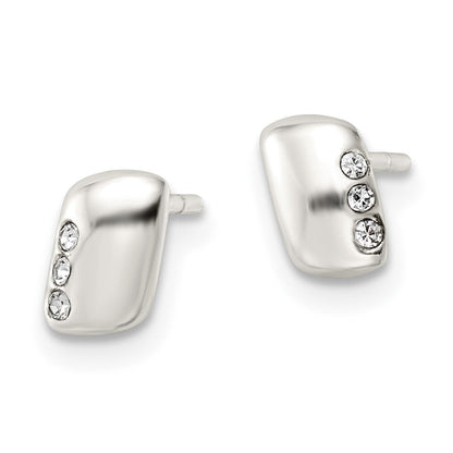 Sterlingsilber Poliert Rechteck und Zirkonia Ohrstecker