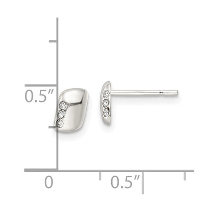 Sterlingsilber Poliert Rechteck und Zirkonia Ohrstecker
