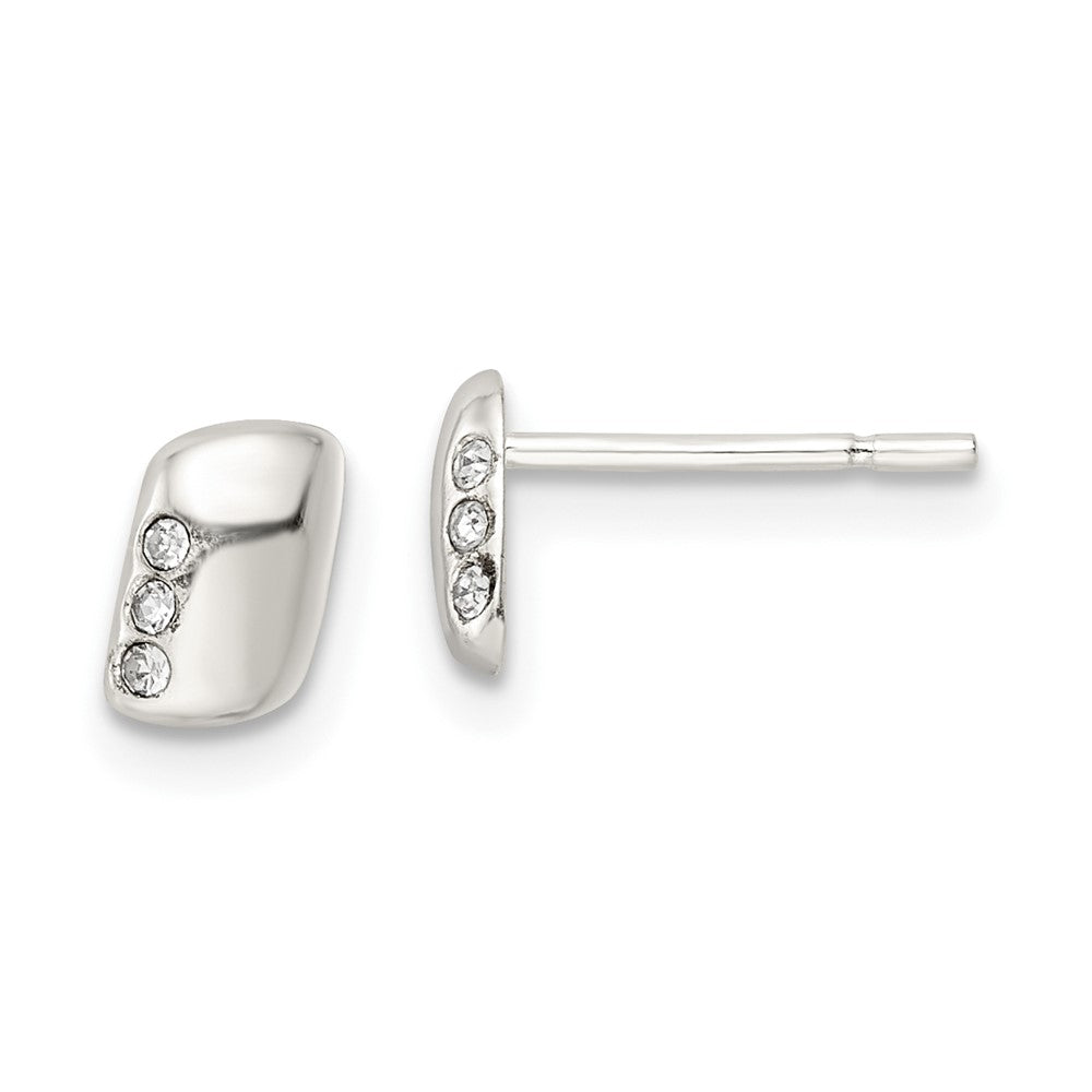 Sterlingsilber Poliert Rechteck und Zirkonia Ohrstecker