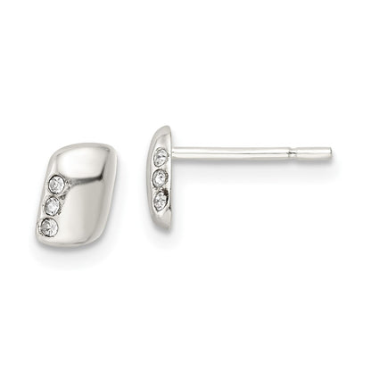 Sterlingsilber Poliert Rechteck und Zirkonia Ohrstecker