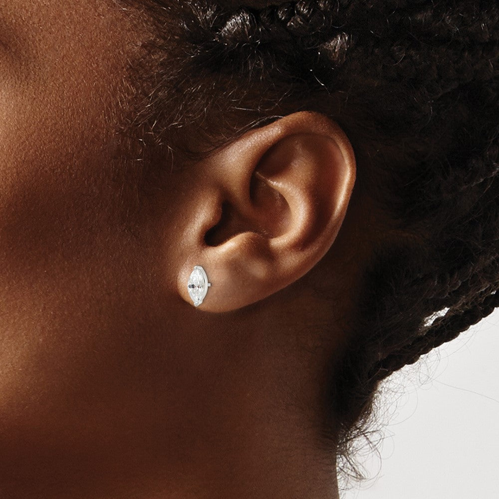 Sterlingsilber Poliert 9x4mm Marquise Zirkonia Ohrstecker