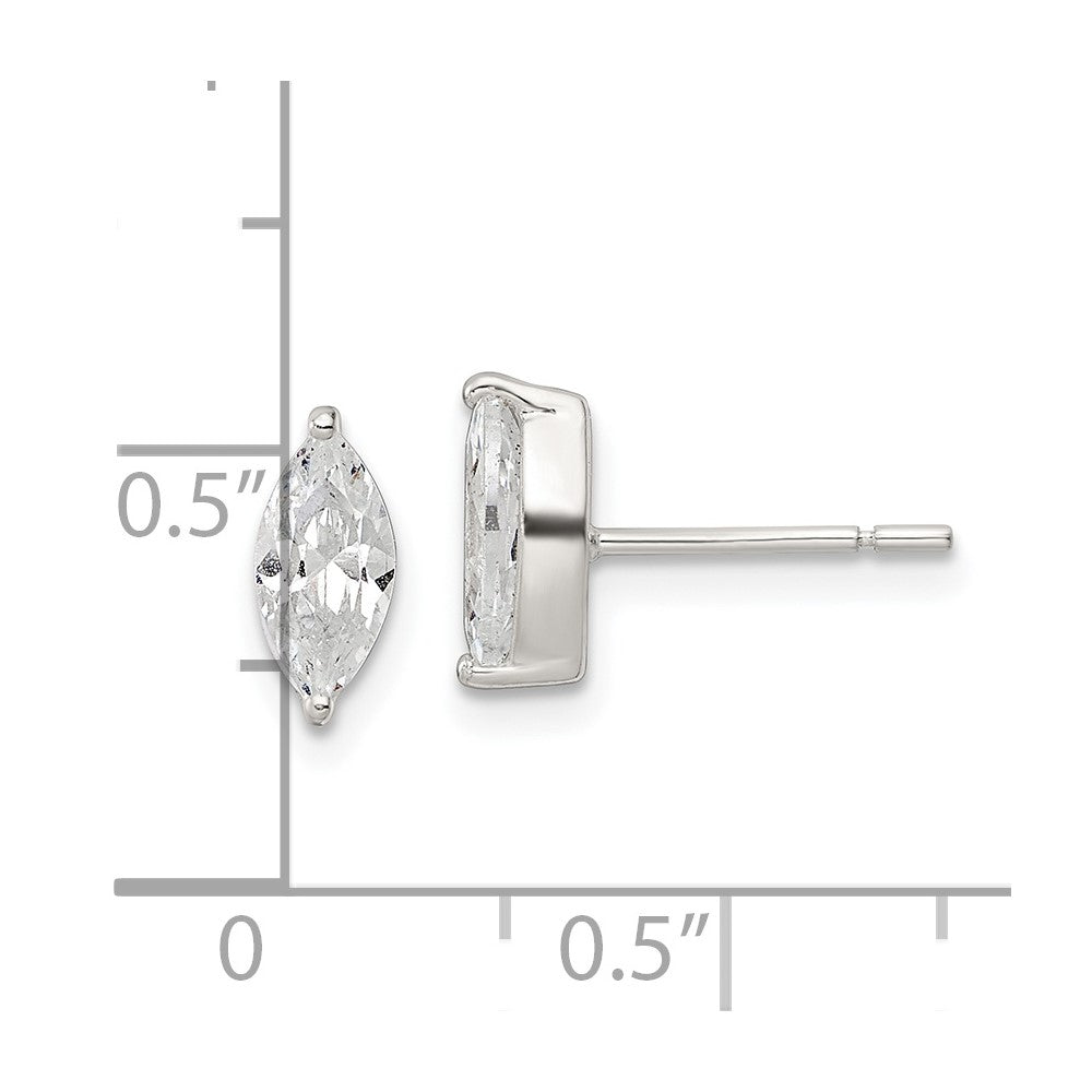 Sterlingsilber Poliert 9x4mm Marquise Zirkonia Ohrstecker