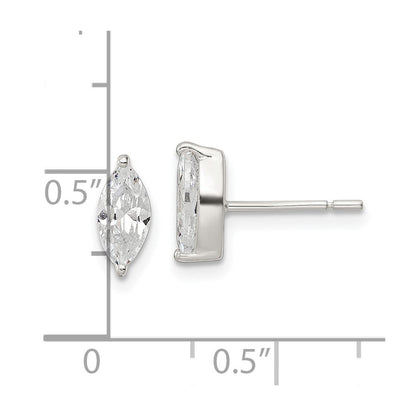 Sterlingsilber Poliert 9x4mm Marquise Zirkonia Ohrstecker