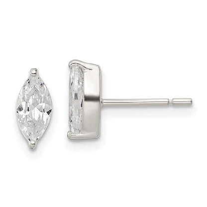 Sterlingsilber Poliert 9x4mm Marquise Zirkonia Ohrstecker