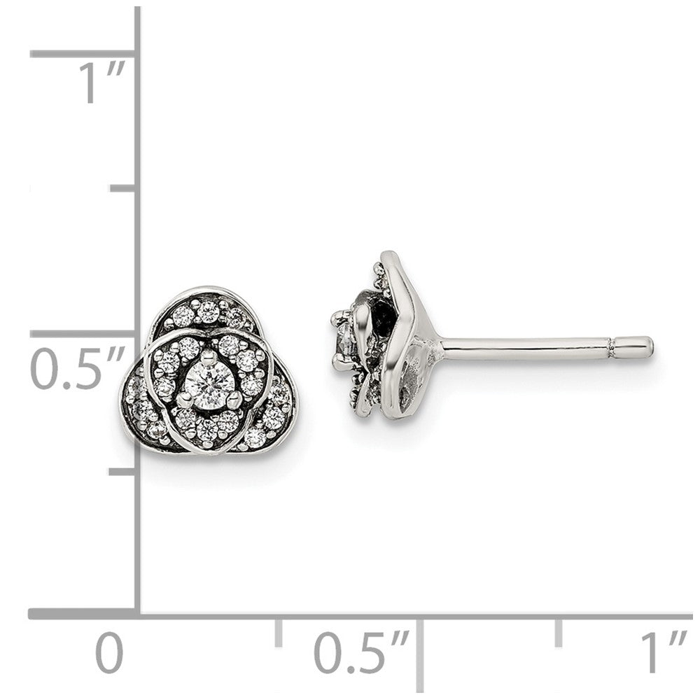 Sterlingsilber Antikisiert Zirkonia Trilogy Ohrstecker