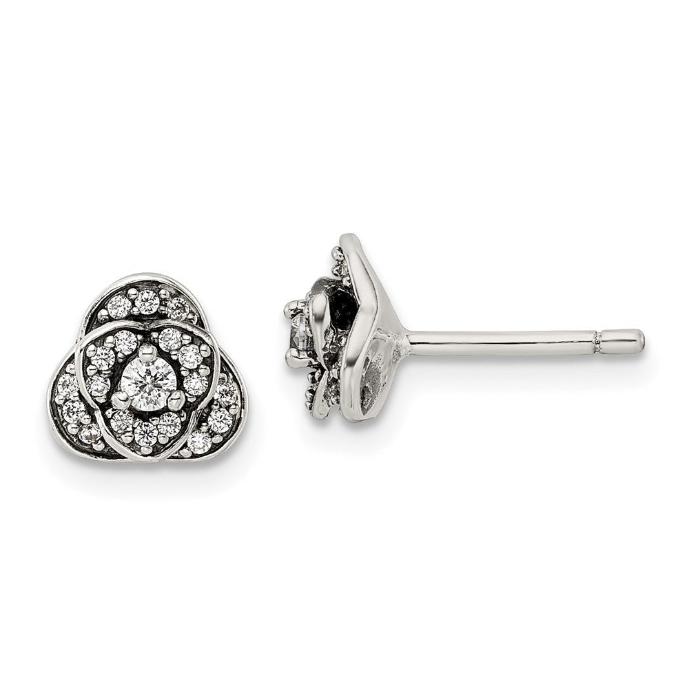 Sterlingsilber Antikisiert Zirkonia Trilogy Ohrstecker