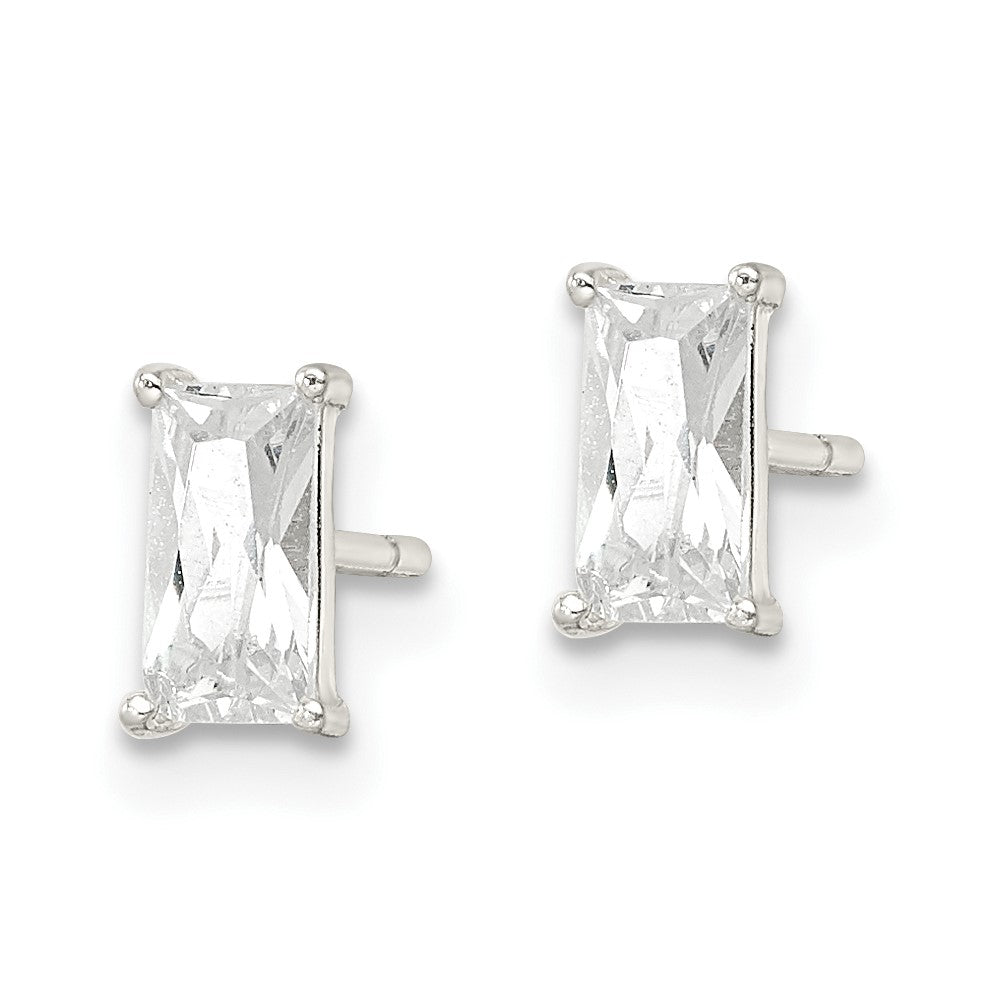 Sterlingsilber Poliert 6x3mm Smaragd-shape Zirkonia Ohrstecker