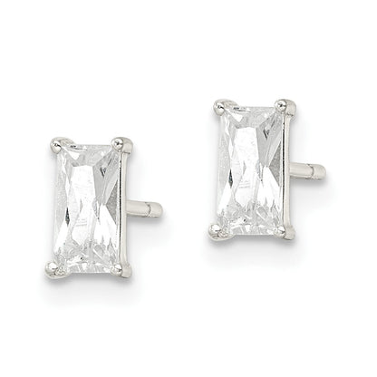 Sterlingsilber Poliert 6x3mm Smaragd-shape Zirkonia Ohrstecker