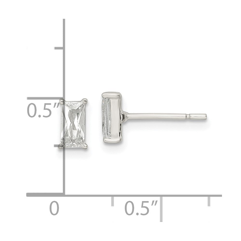 Sterlingsilber Poliert 6x3mm Smaragd-shape Zirkonia Ohrstecker