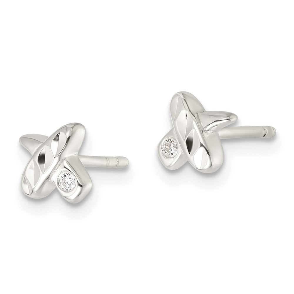 Sterlingsilber Poliert Diamantiert X Zirkonia Ohrstecker