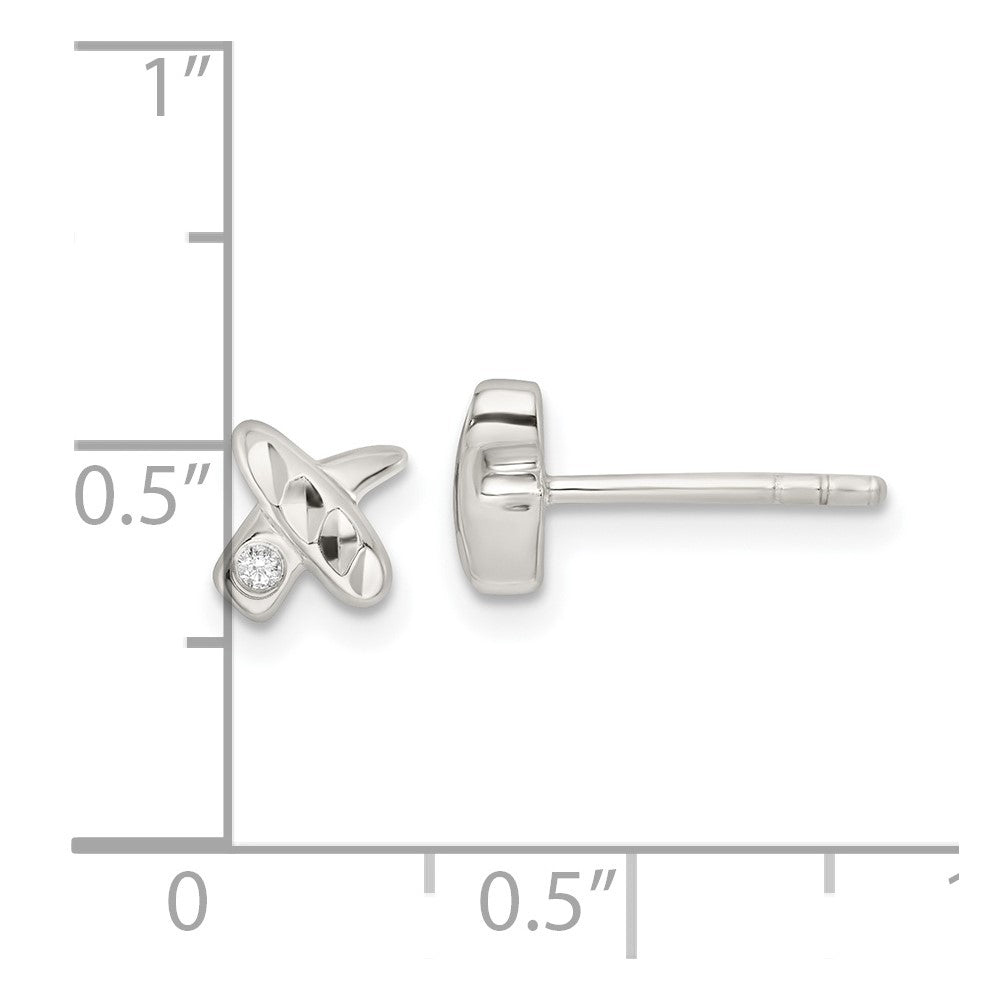 Sterlingsilber Poliert Diamantiert X Zirkonia Ohrstecker