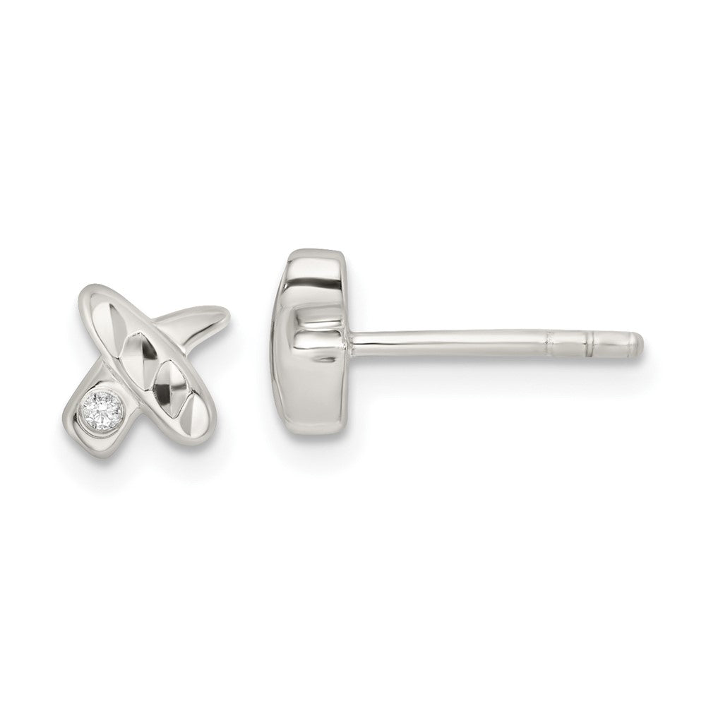 Sterlingsilber Poliert Diamantiert X Zirkonia Ohrstecker