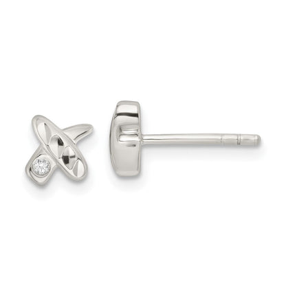 Sterlingsilber Poliert Diamantiert X Zirkonia Ohrstecker