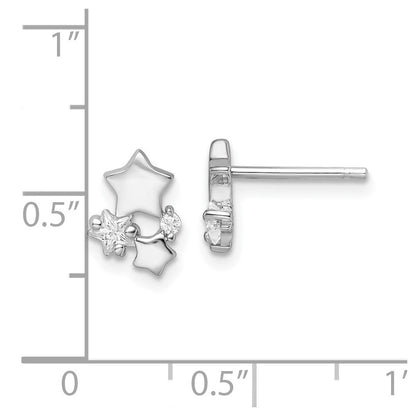 Sterlingsilber Rhodiniert Poliert Zirkonia Sterne Ohrstecker